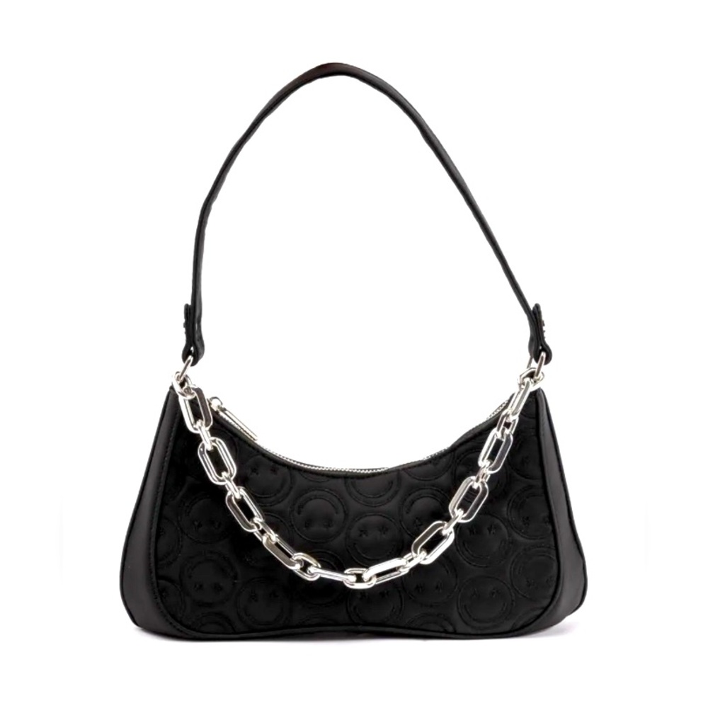 Skinnydip London Kiera Nylon Smiley Face Emoji Small Shoulder Bag w/ Chain NWT